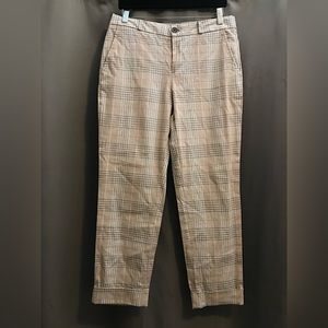 Banana Republic plaid striped khaki cropped trouser pants size 6